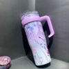 Floral Print Handle Stainless Steel Tumbler – Pink