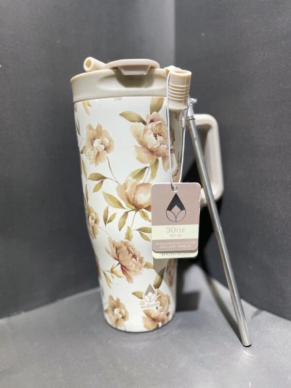 Floral Print 30oz Stainless Steel Vacuum Insulated Tumbler – Cream