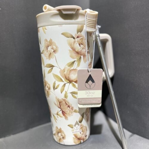 WhatsApp Image 2026-08-16 at 1.20.50 PM (3) Floral Print 30oz Stainless Steel Vacuum Insulated Tumbler – Cream