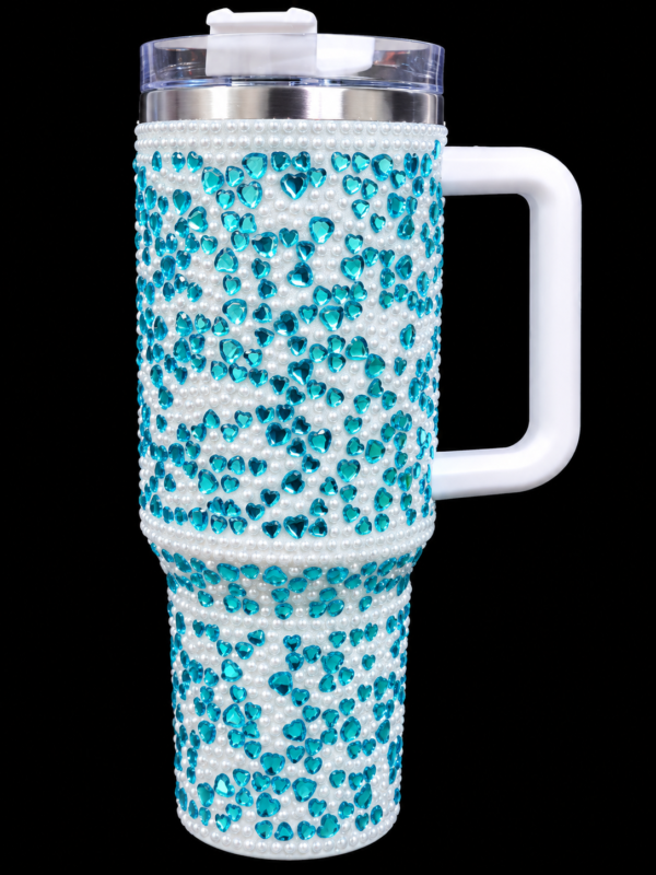 Sea Green and White Crystal design tumbler
