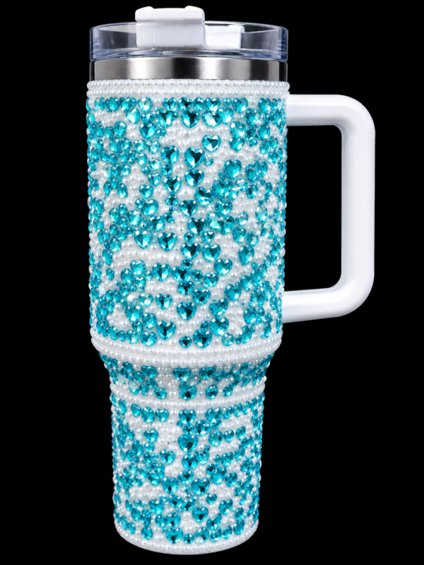 Sea Green and White Crystal design tumbler
