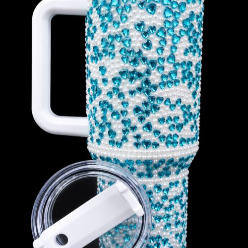 2026/09/1000000524.png Sea Green and White Crystal design tumbler