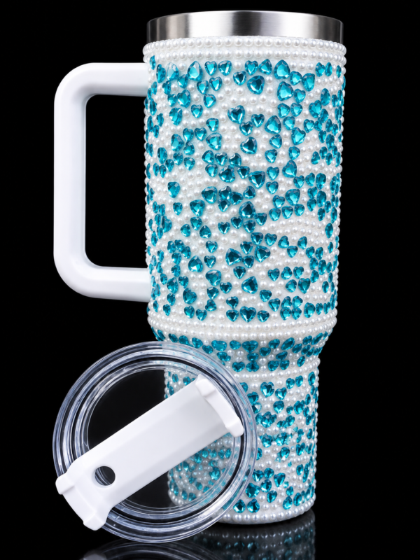 Sea Green and White Crystal design tumbler